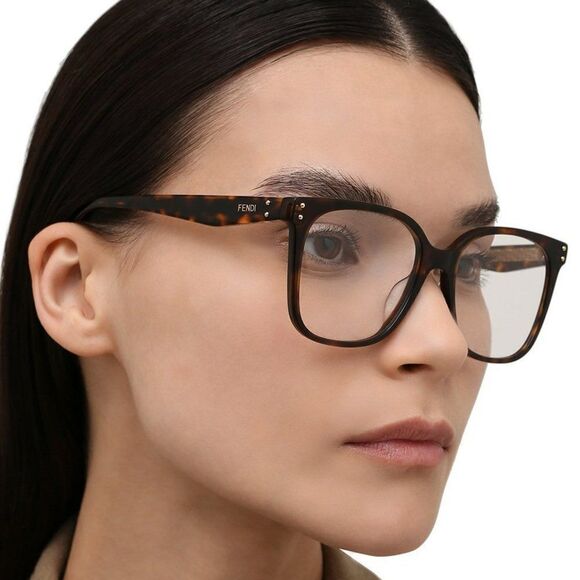 NEW Fendi FE50004I 052 Havana Square Women Eyeglasses FE 50004I - Picture 1 of 13